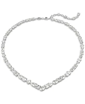 Swarovski Silver-Tone Crystal V-Shape Collar Necklace, 15" + 2-3/4" extender