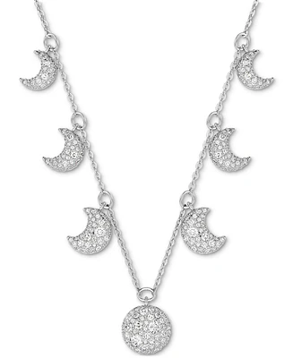 Swarovski Rhodium-Plated Mixed Crystal Moon Charm Statement Choker Necklace, 11-4/5" + 4-7/8" extender