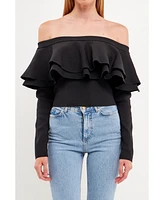 endless rose Women's Off-The-Shoulder Knit Top