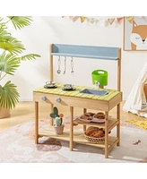 Outdoor Mud Kitchen Set, Outdoor Play Kitchen Set with Removable Water Box