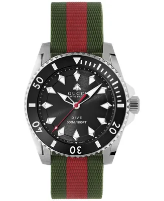 Gucci Men's Swiss Automatic Dive Red & Green Rubber Strap Watch 40mm