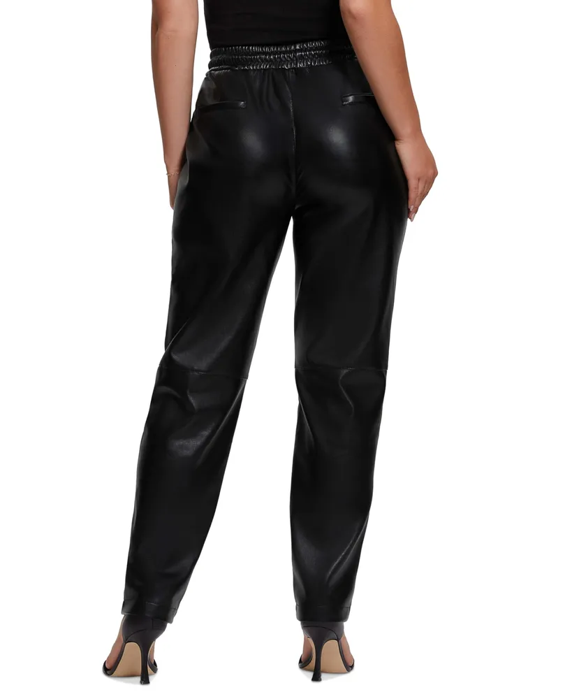 Guess Women's Viola Faux-Leather Jogger Pants
