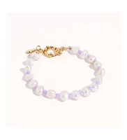 Joey Baby 18K Gold Plated Freshwater Pearls with Purple Glass Beads