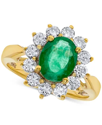 14k Gold Ring, Emerald (1-3/4 ct. t.w.) and Diamond (1 ct. t.w.)