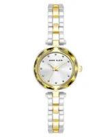 Anne Klein Women's Three Hand Quartz Two-tone Alloy Multi Faceted Crystal Lens Bracelet Watch, 23.5mm