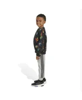 adidas Little Boys Long Sleeve Printed Crewneck Pullover and Joggers