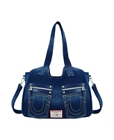 True Religion Horseshoe Stitch Dark Denim Satchel Bag