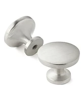 Cauldham Solid 1.13" Satin Nickel Round Kitchen Cabinet Knobs Pulls 10 Pk