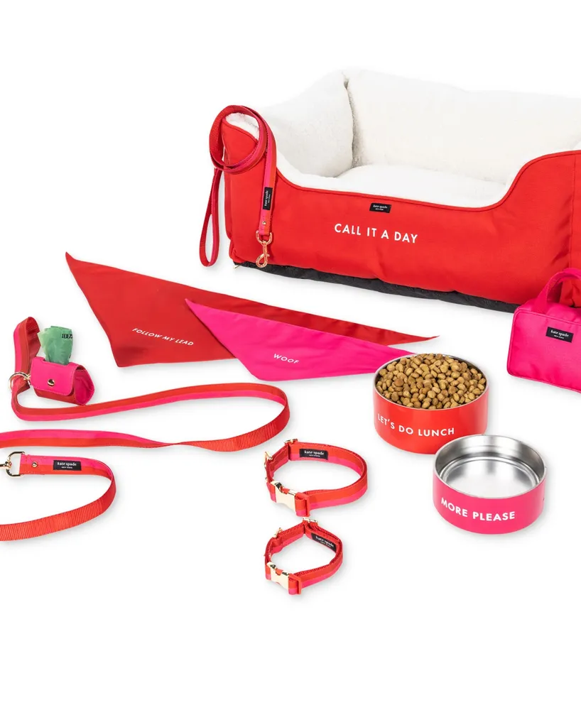 Kate Spade New York Large Red & Pink Stainless Steel Dog Bowl