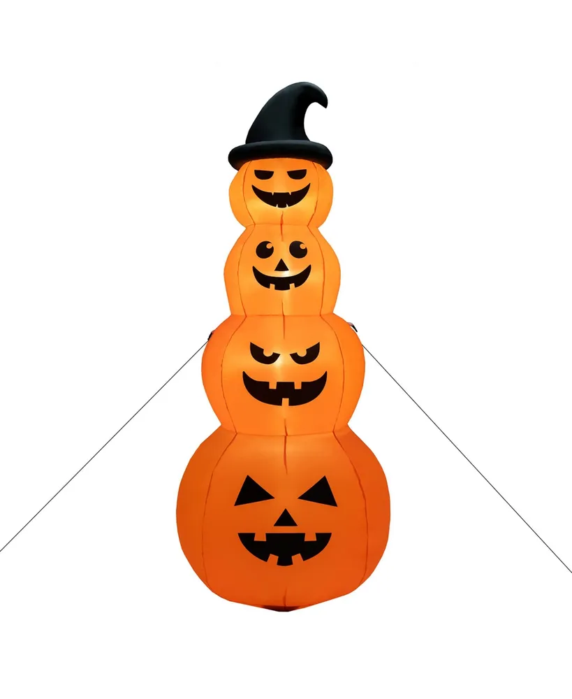 Costway 8FT Halloween Inflatable Stacked Pumpkins Blow-up Holiday Decoration w/ Led Lights