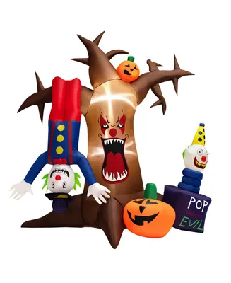 Costway 8 Ft Halloween Inflatable Tree Giant Blow-up Spooky Dead Tree with Pop-up Clowns