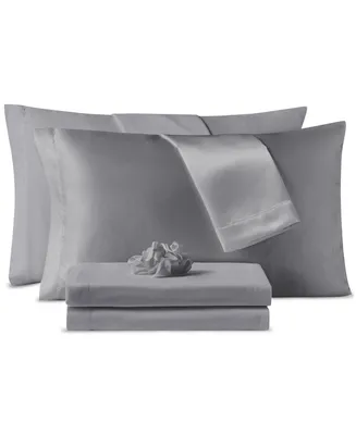 Sanders Microfiber -Pc. Sheet Set with Satin Pillowcases and Hair-Tie