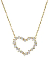 Lab-Grown White Sapphire Multi-Cut Open Heart 18" Pendant Necklace (1-1/2 ct. t.w.) in 14k Gold-Plated Sterling Silver