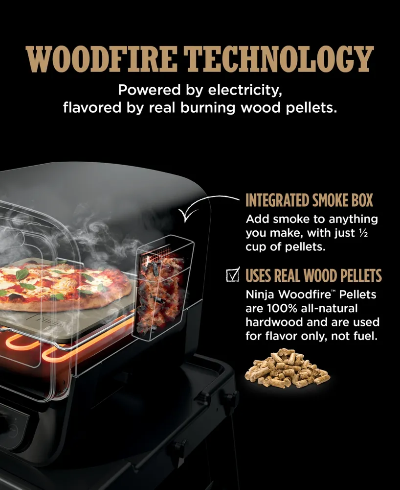 Ninja Woodfire Pizza Oven, 8-in-1 Outdoor Oven, 5 Pizza Settings, Up to 700 Fahrenheit High Heat, Bbq (Barbecue) Smoker