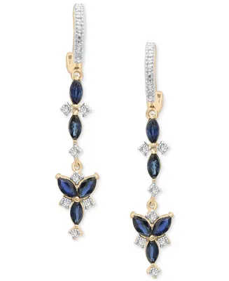 Sapphire (1 ct. tw) & Diamond (1/5 ct. tw.) Drop Earrings in 14k Gold