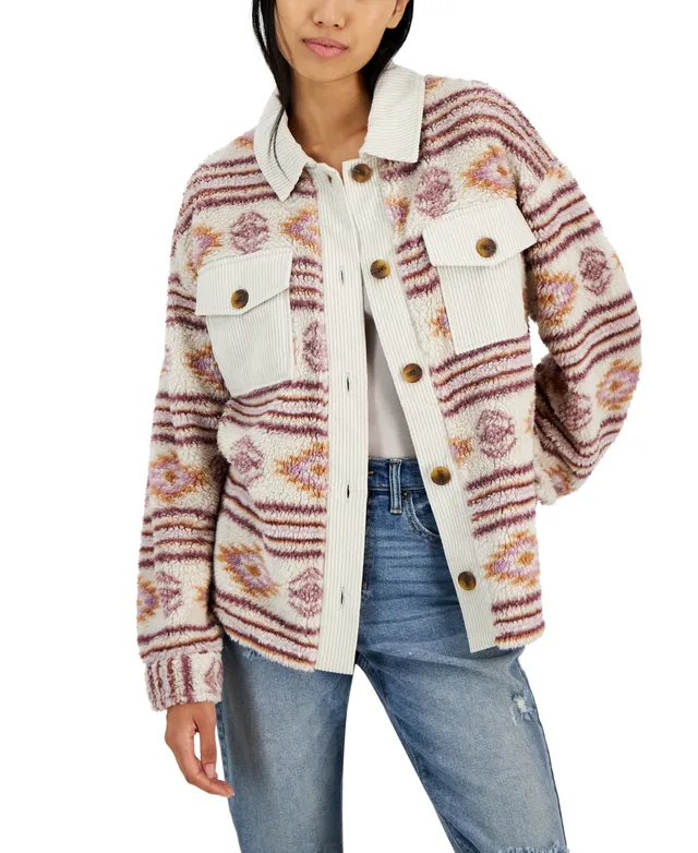 Hippie Rose Juniors' Pointelle Jewel-Button Cardigan