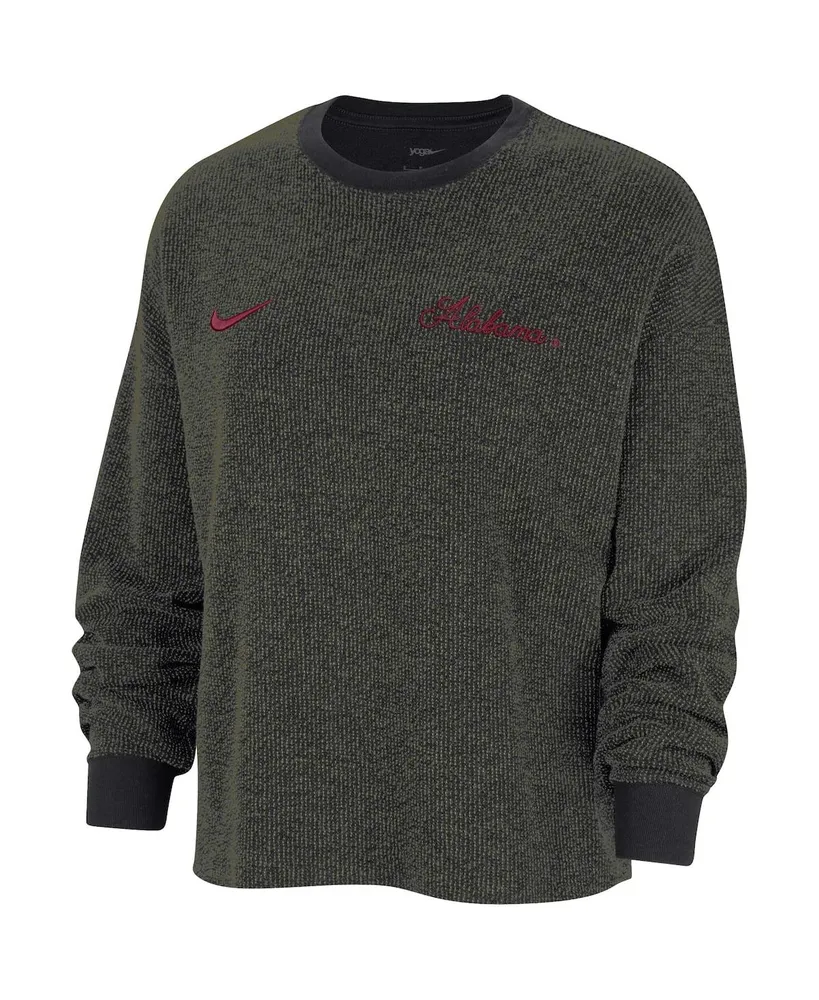 Women's Nike Black Alabama Crimson Tide Yoga Script Pullover Sweatshirt