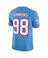 Men's Nike Jeffery Simmons Light Blue Tennessee Titans Oilers Throwback Vapor F.u.s.e. Limited Jersey