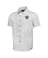 Men's Nfl x Darius Rucker Collection by Fanatics White Las Vegas Raiders Woven Short Sleeve Button Up Shirt
