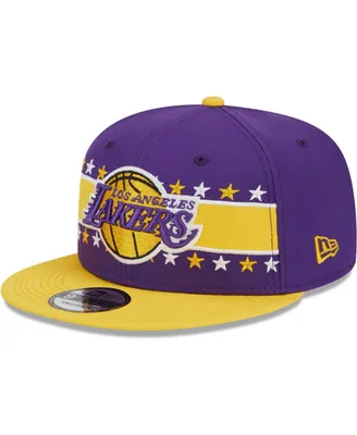 Men's New Era Purple Los Angeles Lakers Banded Stars 9FIFTY Snapback Hat