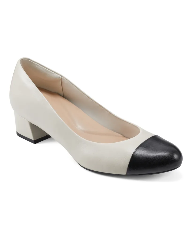 Easy Spirit Women's Eflex Lucinda Slip-On Block Heel Dress Pumps - Ivory Leather, Black