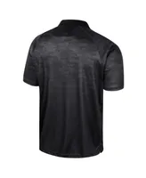 Men's Colosseum Black Army Knights Honeycomb Raglan Polo Shirt