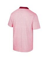 Men's Colosseum White, Cardinal Arkansas Razorbacks Print Stripe Polo Shirt