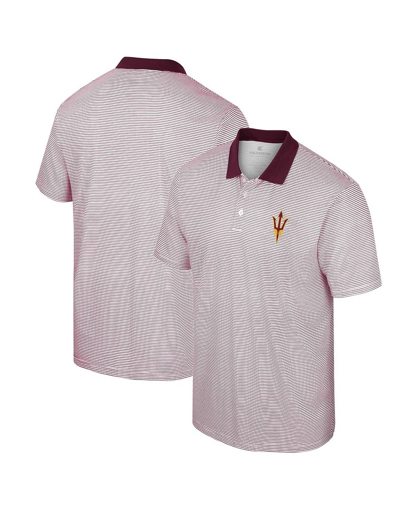 Men's Colosseum White, Cardinal Arizona Sun Devils Print Stripe Polo Shirt