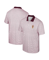 Men's Colosseum White, Cardinal Arizona Sun Devils Print Stripe Polo Shirt