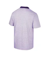 Men's Colosseum White Lsu Tigers Print Stripe Polo Shirt