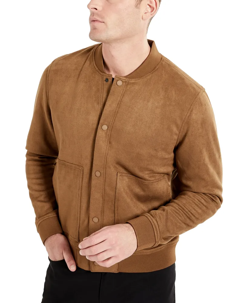 Kenneth Cole Men's Faux-Suede Snap-Front Bomber Jacket