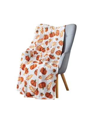 Kate Aurora Fall Autumn Pumpkins & A-Corns Ultra Soft & Plush Oversized Accent Throw Blanket - 50 In. W X 70 In. L