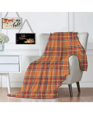 Kate Aurora Ultra Soft & Cozy Oversized Plaid Autumn Harvest Plush Accent Throw Blanket - 50 in. W x 70 in. L