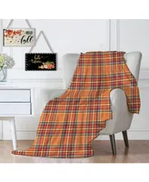 Kate Aurora Ultra Soft & Cozy Oversized Plaid Autumn Harvest Plush Accent Throw Blanket - 50 in. W x 70 in. L