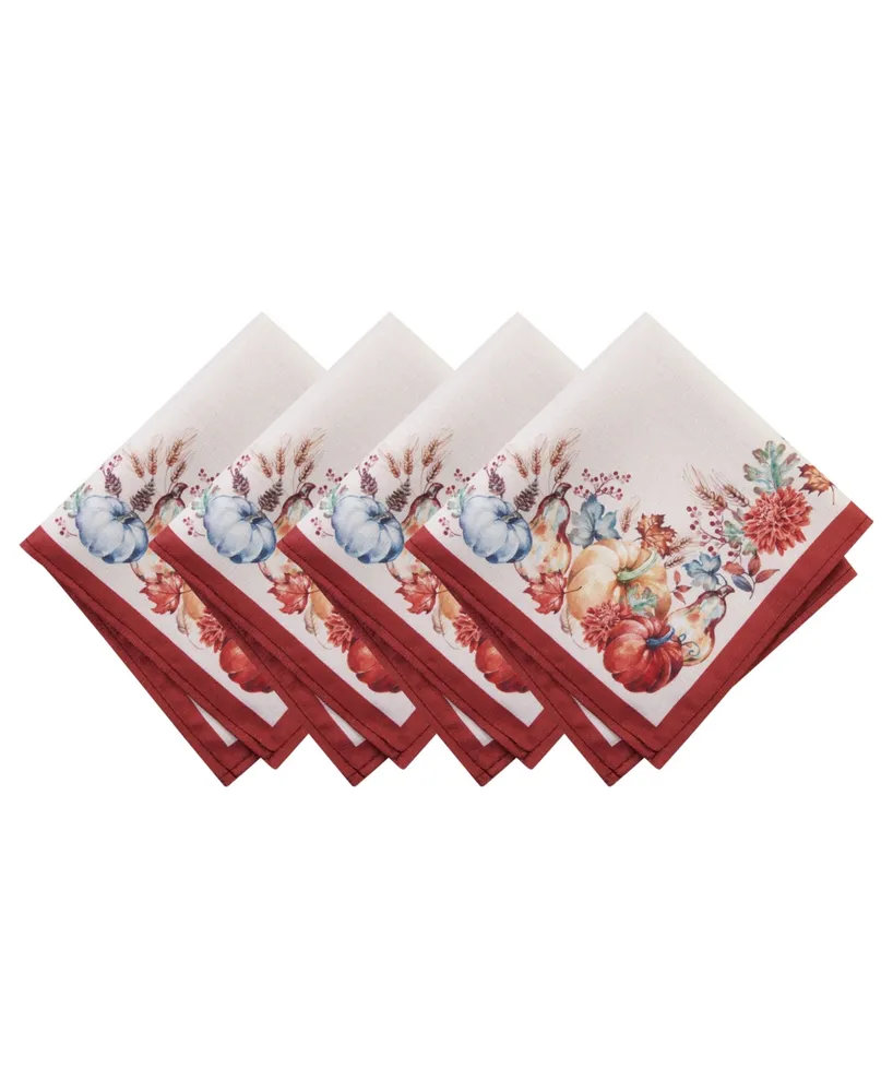 Elrene Botanical Harvest Pumpkin Engineered Napkins, Set of 4, 17" x 17"