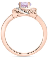 2-Pc. Set Pink Amethyst (1-1/2 ct. t.w.) & Diamond Accent Spiral Pendant Necklace Matching Ring 14k Rose Gold-Plated Sterling Silver (Also Blu