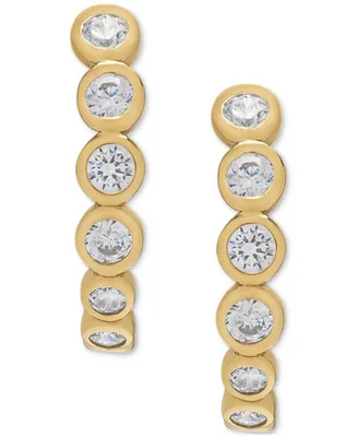 Lab-Grown White Sapphire Bezel Half Hoop Earrings (1-1/8 ct. t.w.) in 14k Gold-Plated Sterling Silver