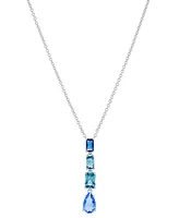 Eliot Danori Silver-Tone Mixed Stone Lariat Necklace, 16" + 2" extender, Created for Macy's