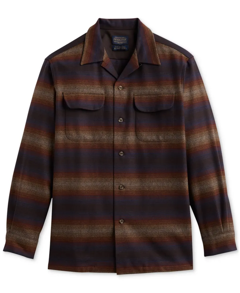 Pendleton Men's Original Standard-Fit Ombre Stripe Button-Down Wool Board Shirt