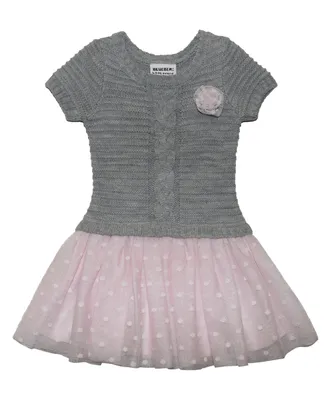 Blueberi Boulevard Baby Girls Sweater and Polka Dot Tulle Skirt Dress