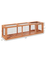 PawHut 59" Long Cat Tunnel with Extendable Design, Wooden Outdoor Cat Tunnel House with Weather Protection, Cat Tube Toy Enclosure, Connecting Inside