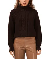 1.state Women's Turtleneck Back-Cutout Raglan-Sleeve Sweater