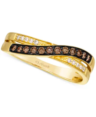 Le Vian Chocolate Diamond & Nude Diamond Crossover Ring (1/4 ct. t.w.) in 14k Gold