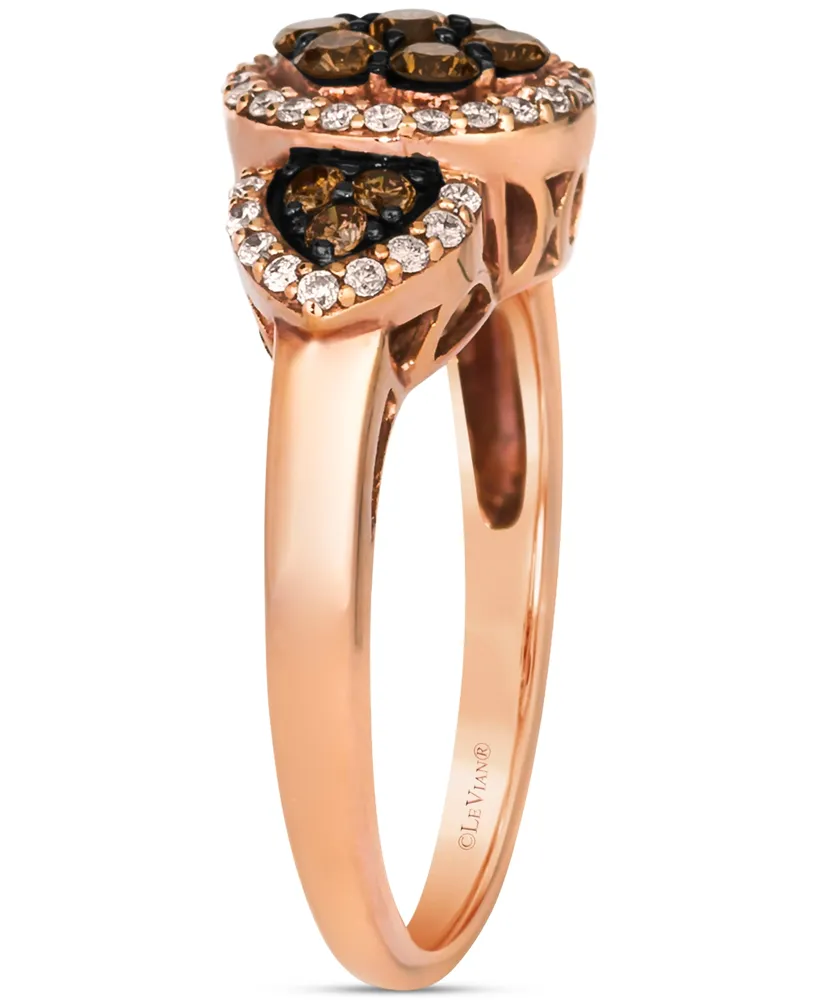 Le Vian Chocolate Diamond & Nude Diamond Halo Cluster Ring (5/8 ct. t.w.) in 14k Rose Gold