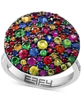 Effy Collection Multi Gemstone (3-1/8 ct. t.w.) and Diamond (1/10 ct. t.w.) Ring in Sterling Silver