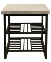 Capri 24" Stone and Metal Base Side Table