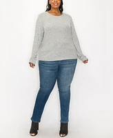 Coin 1804 Plus Long Sleeve Pullover Top with Imitation Pearls