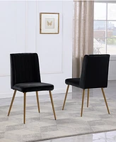 Best Master Furniture Newport 37" Velvet with Metal Legs Dining Chairs, Set of 2