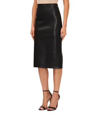 CeCe Women's Faux-Leather Midi Skirt