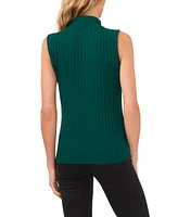 CeCe Women's Sleeveless Mock Neck Wide Rib Knit Top